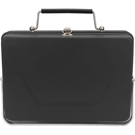 Tragbarer Holzkohlegrill, faltbarer Laptop-Grill, ideal für Camping, Kochen im Freien und Picknicks im Garten, schwarz. (1/4)