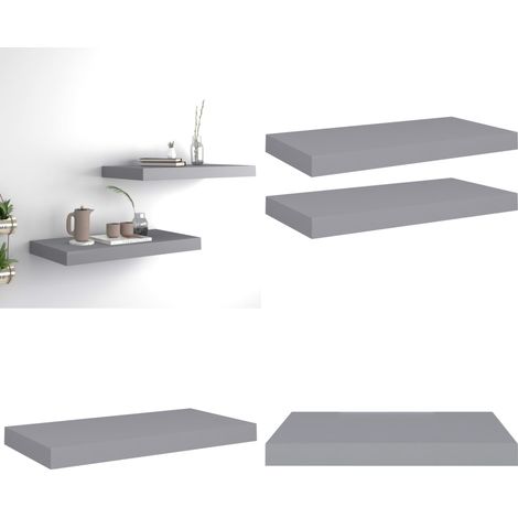 Schweberegale 2 Stk. Grau 50x23x3,8 cm MDF - Schweberegale - Wandregale - Regal Grau - Wohnwandgestaltung - Dekorationsschrank - Home & Living (1/5)