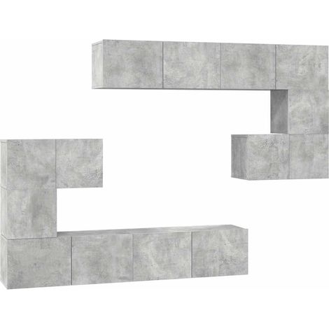 Maison Exclusive - Set di Mobili Porta TV 8 pz Grigio Cemento in Legno Multistrato (1/5)