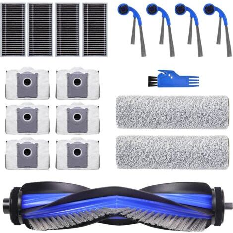 Accessoires pour ECOVACS DEEBOT T80 Omni Aspirateur,1 Brosse Principale,2 Rouleaux de Lingettes,4 Brosses Latérales,4 Filtres HEPA,6 Sacs à Poussière,1 Outil de Nettoyage (1/5)