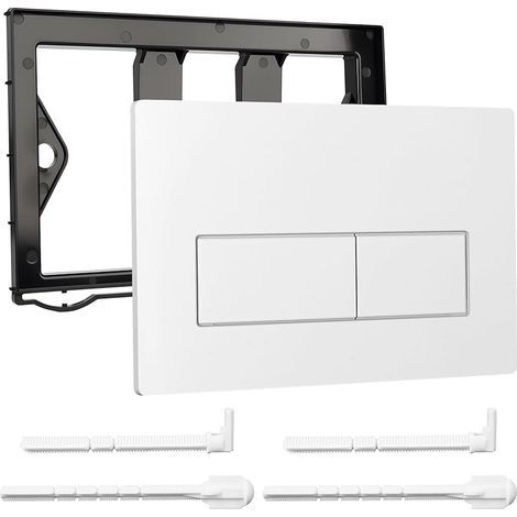 Plaque de Commande WC, Compatible avec Geberit Sigma 01/20/21/30/40/50, UP300 et UP320, avec Double Chasse, avec Leviers de Chasse et d'un Cadre d'Installation (Blanc) (1/5)
