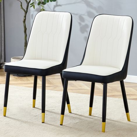 MEUBLIV Sillas de comedor 40,6x40,6x89 cm blanco y negro, respaldo alto, lote de 2 (1/5)