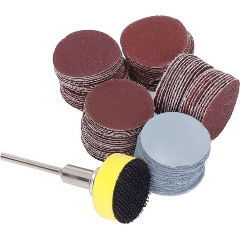 100 dischi abrasivi da 25 mm con grana 100, 180, 240, 1500, 3000 per levigatura, fresatura e incisione. (1/5)