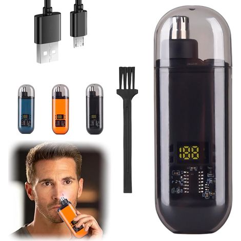 Tondeuse de nez de précision - Tondeuse de nez basique - Tondeuse à sourcils et oreilles - Tondeuse de nez pour hommes - Tête lavable - Noir (1/5)