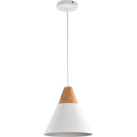 Suspension Maytoni Bicones blanc bois hêtre Ø22 E27 (1/4)