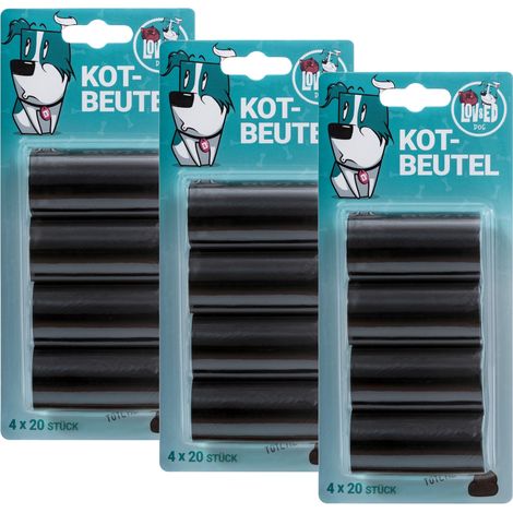 Lov&Ed Hunde-Kotbeutel, 4x20 Stück - schwarz, 3 Packungen (1/2)