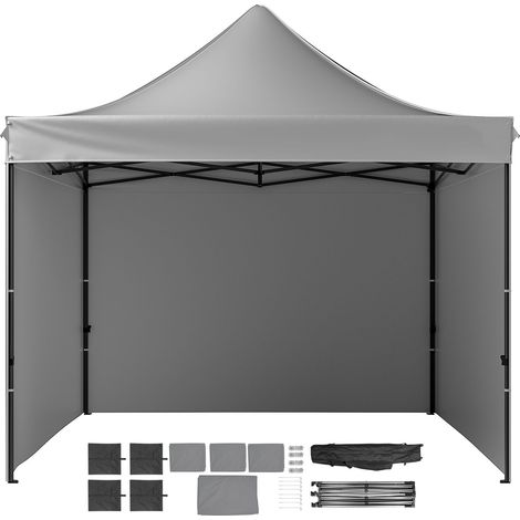 Tente pliante gazebo 304,8x304,8 cm avec parois latérales gris foncé, pour jardin, terrasse et événements en plein air (1/5)