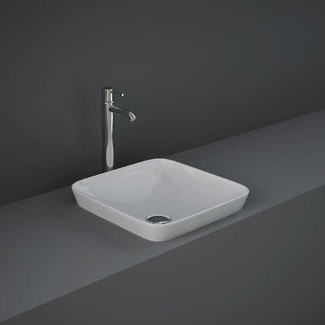 RAK Variant Square Drop-In Wash Basin 360mm Wide 0 Tap Hole - Alpine White (1/2)