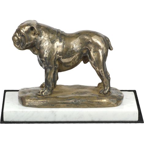 Bouledogue anglais, statuette de bouledogue, figurine sur marbre blanc, trophée pour une exposition canine par Art-Dog (1/5)