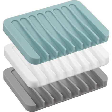 3er-Pack Seifenablage aus Silikon, Seifenhalter, Seifenablage, Seifenbox, wasserdichter, rutschfester Seifenkorb für Bad und Küche (1/5)