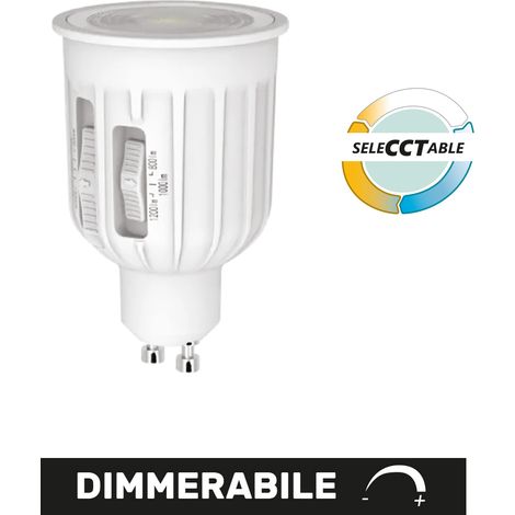 Alcapower Lampada LED Dicroica GU10 230V Dimmerabile 5CCT Selezionabile 6/8/10W, Flusso Luminoso Fino a 1200lm, Classe Energetica D, 50x76.5mm