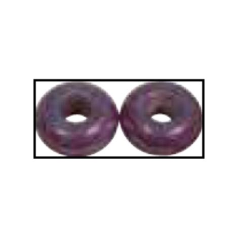 RAYHER - 2 PEZZI - PERLINE IN VETRO OPACO CON FORO GRANDE Ø16MM L.6 MM - COLORE PRUGNA