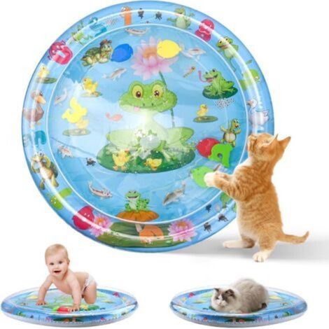 Alfombra de agua para gatos, alfombra de agua sensorial gruesa de alta calidad, alfombra de agua inflable para gatos, alfombra con sensor de agua, alfombra de agua interactiva de verano, adecuada para (1/5)