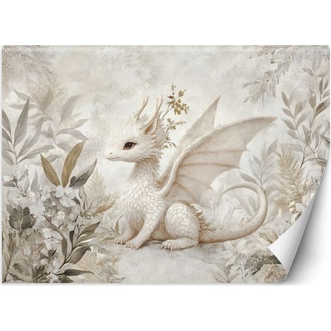Papier peint pour chambre d'enfants Petits dragons Fleurs Plantes 250x175 (1/5)