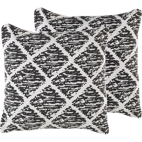 Dekokissen 2er Set HAZRO Baumwolle 45 x 45 cm Schwarz Geometrisches Muster