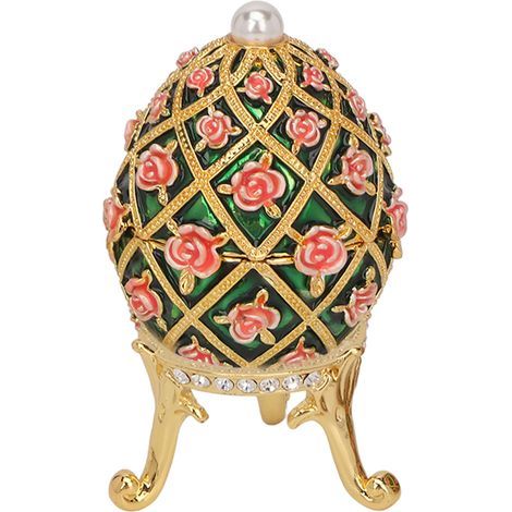 Vintage-Schmuckkästchen in Eiform mit floralem Relief, exquisite Aufbewahrungsbox aus Metall, dekorative Geschenkidee (1/5)