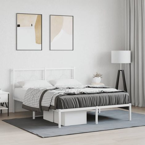 vidaXL Giroletto con Testiera Metallo Bianco 135x190 cm