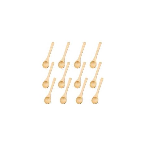 Set mit 12 Holzlöffeln, 13 cm, glatte Kante, Teelöffel, natur, zum Kochen, für Honig und Gewürze (1/5)
