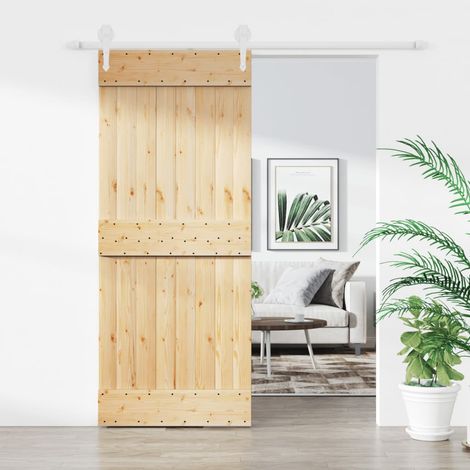 Puerta corredera con herrajes madera maciza de pino 85x210 cm vidaXL (1/5)