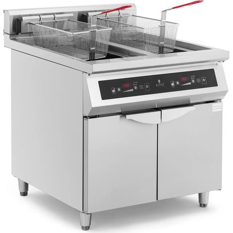 Friggitrice professionale a induzione 2 x 30 litri 60 a 190 °C acciaio inox 140009093