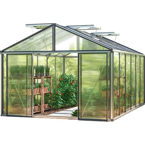 GFP Invernadero Asteria 24 Light 311x460 cm placas alveolares de 12 mm, color aluminio natural
