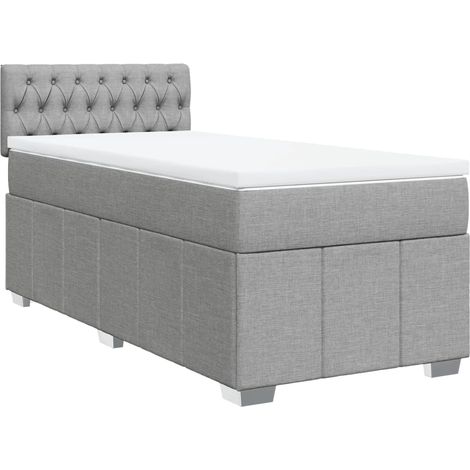 Maison Exclusive - Cama box spring con colchón tela gris claro 80 (1/5)