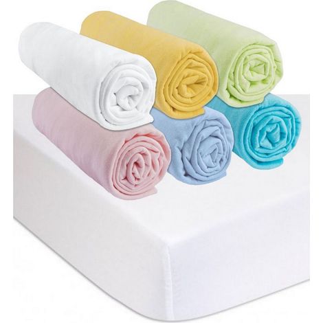 6 Draps housse 50x100 Coton Mixte + 2 Protèges-matelas (1/4)