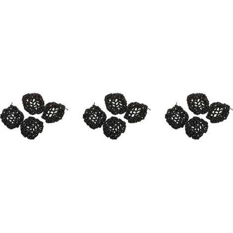 Ensemble de 12 filets à cheveux élastiques en nylon noir pour serveuses d'hôtel, parfaits pour les chignons de style ballerine. (1/5)