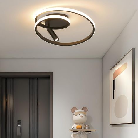 GBLY Plafón LED Regulable Lámpara de techo moderna : 40cm Lámpara de Dormitorio Diseño Moderno 37W Lámpara de salón con focos Negro con mando a distancia Lámpara de cocina (1/5)