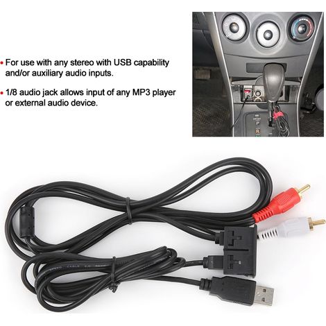 Câble USB AUX stéréo 3,5 mm 1 m vers 2 RCA mâles pour voitures, bateaux et motos (15) (1/5)