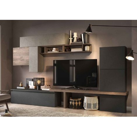 Parete attrezzata soggiorno L 280X202X40 comp 46 - Infinity ARGILLA / LAVA / MERCURE (1/2)