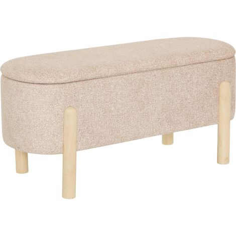 Banco con baúl Muka ovalado, 1 plaza, color beige - Atmosphera créateur d'intérieur (1/4)