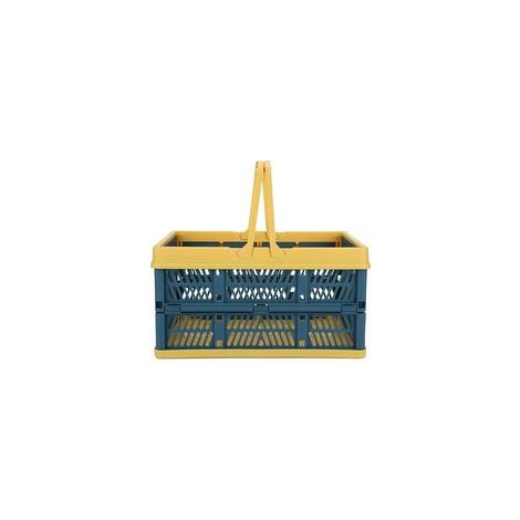 Caja de almacenamiento plegable, cesta de plástico para exteriores, ideal para acampar, viajar y comprar (amarilla, tamaño pequeño 30 x 20 x 15 cm) - Crezuo