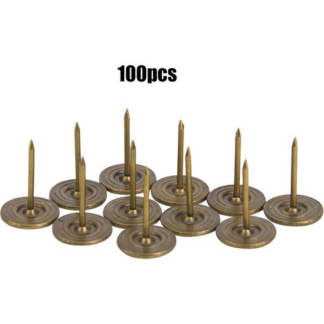100 clous décoratifs, clous décoratifs en fer couleur bronze à tête plate, accessoires pour canapés et meubles, 14 x 20 mm (1/5)