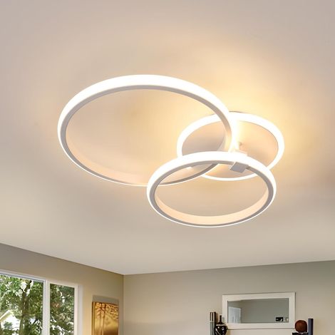 Comely LED ceiling light, white 2 ring acrylic, 42W 3000K, living room bedroom (1/4)
