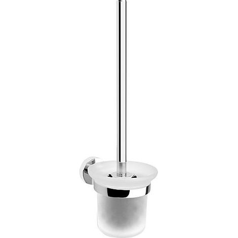 Kit de brosse WC Eight avec support mural verre rond dépoli laiton chromé