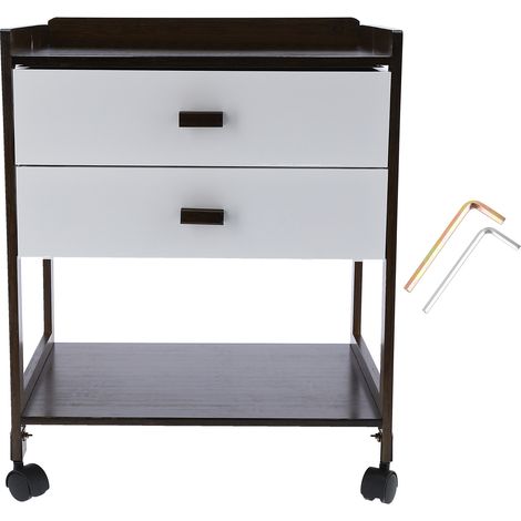 Table de chevet en bambou avec 2 tiroirs et roulettes, meuble de rangement compact et écologique pour chambre ou salon, design moderne (1/5)