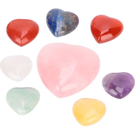 8Pierres Naturelles en Cristal Coeur pour Méditation, Voyance, Déco Spirituelle - Lot de 8 Minéraux Polis (1/5)