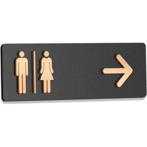 Panneau WC salle de bain flèche droite acrylique double couche noir mat or bronze 30x10 cm fixation murale toilettes commerciales (1/5)