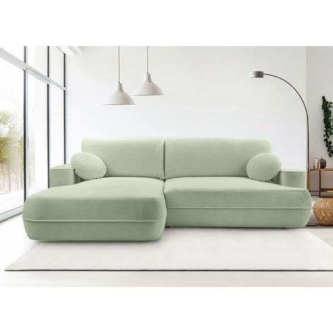 AX LIVING Ecksofa mit Schlaffunktion Peoni 267 cm salbeigrüner Stil L