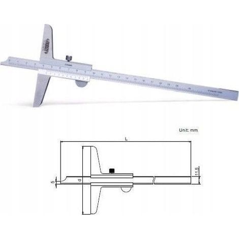 Insize MAGa profondeur mètre acier inoxydable 200 mm argent