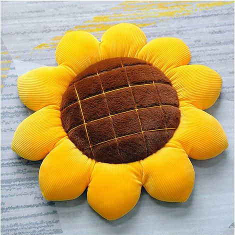 Coussin décoratif en peluche en forme de tournesol (jaune, 40 cm) (1/3)