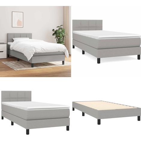 Boxspringbett mit Matratze Hellgrau 90x200 cm Stoff - Boxspringbett - Doppelbett - Schlafraum - Bettenrahmen - Matratze - Home & Living (1/5)
