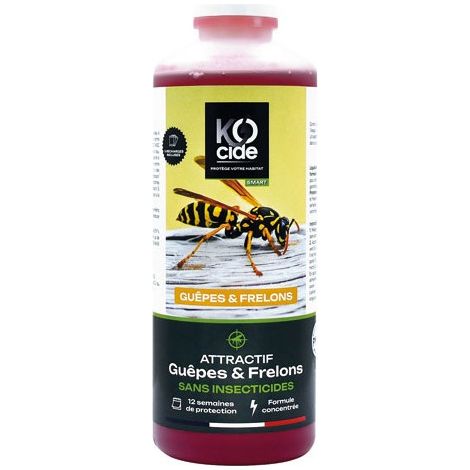 Liquide attractant KOCIDE sans insecticides guêpes et frelons 500 ml pour piège KPGF 996835