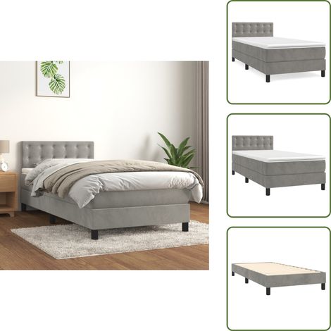 Boxspringbett mit Matratze Hellgrau 80x200 cm Samt - Samtbett - Boxspringbett - Doppelbett - Bettauflage - Matratze (1/5)