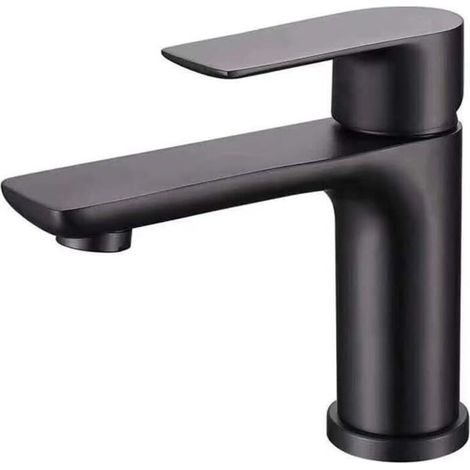 Badezimmerarmatur, Waschtischarmatur, Warm- und Kaltwasser (schwarz) (1/5)
