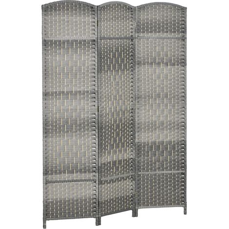 Paravent en bois 3 panneaux séparateur de pièce pliable 135x180 cm gris pour salon chambre (1/5)