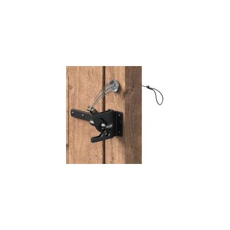 Loquet de portail en acier au carbone noir – Verrouillage automatique – Câble et ressort en acier inoxydable (1/5)