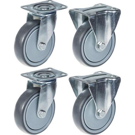 Drehrolle - ZHONGSHAN - 125 mm - Tragfähigkeit 520 kg - Paket mit 4 Stück - Graugummi