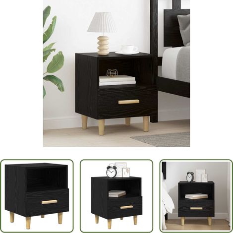vidaXL Nachttisch Schwarz - Nachttisch Schwarz Eichen-Optik 40 x 35 x 47 cm Holzwerkstoff (1/5)